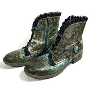L'Artiste Spring Step Boots Fatimah-Blum Ankle Zip - Sz 39 / 8.5 Leather Booties